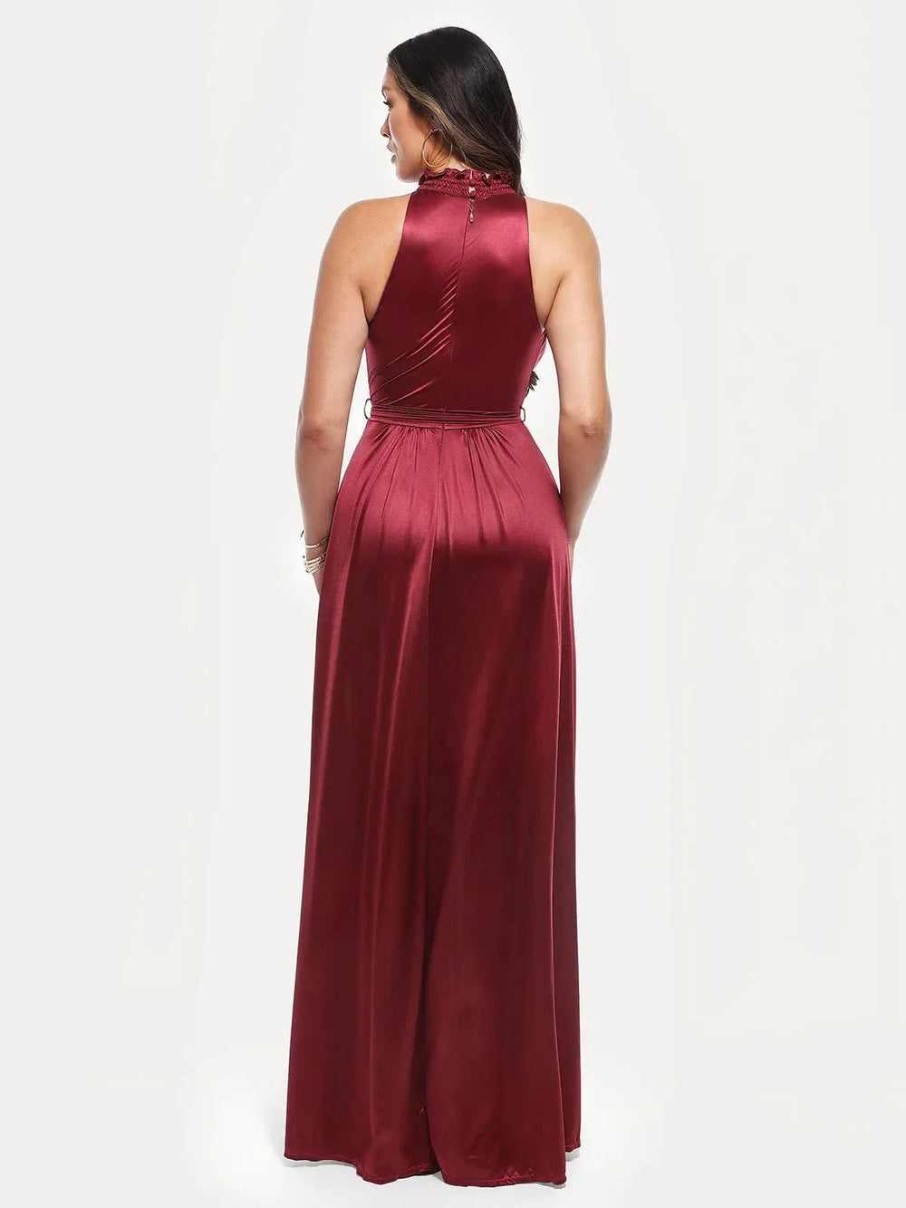 Draped High Neck Maxi Dress
