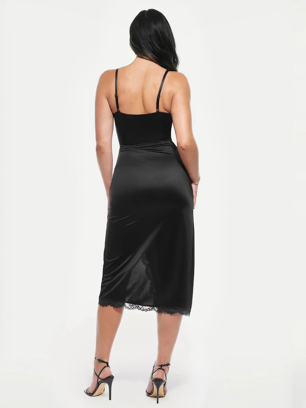 Lace Trim Sculpting Midi Dress