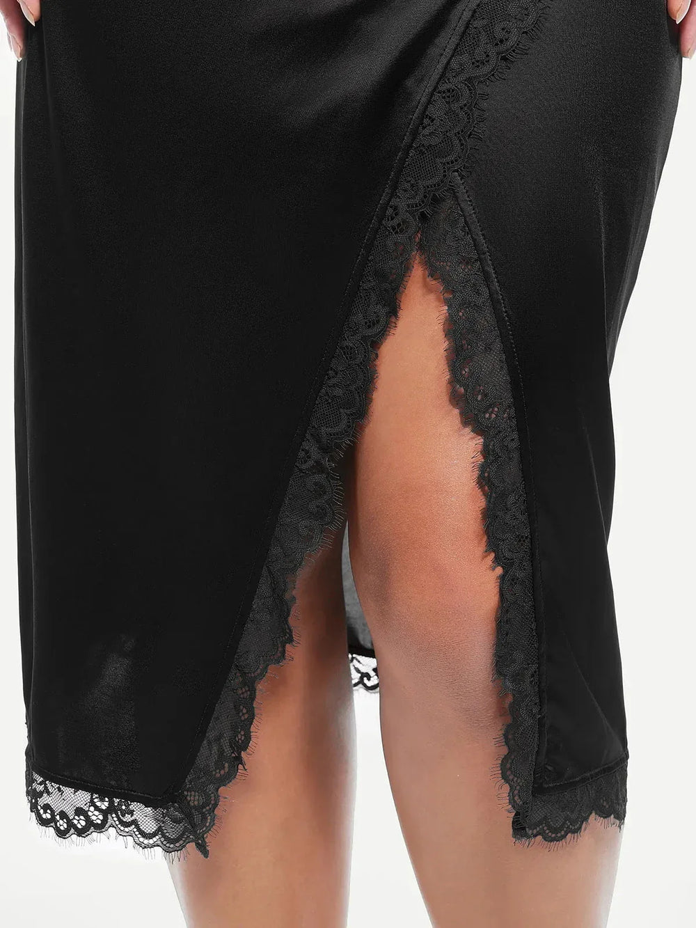 Lace Trim Sculpting Midi Dress