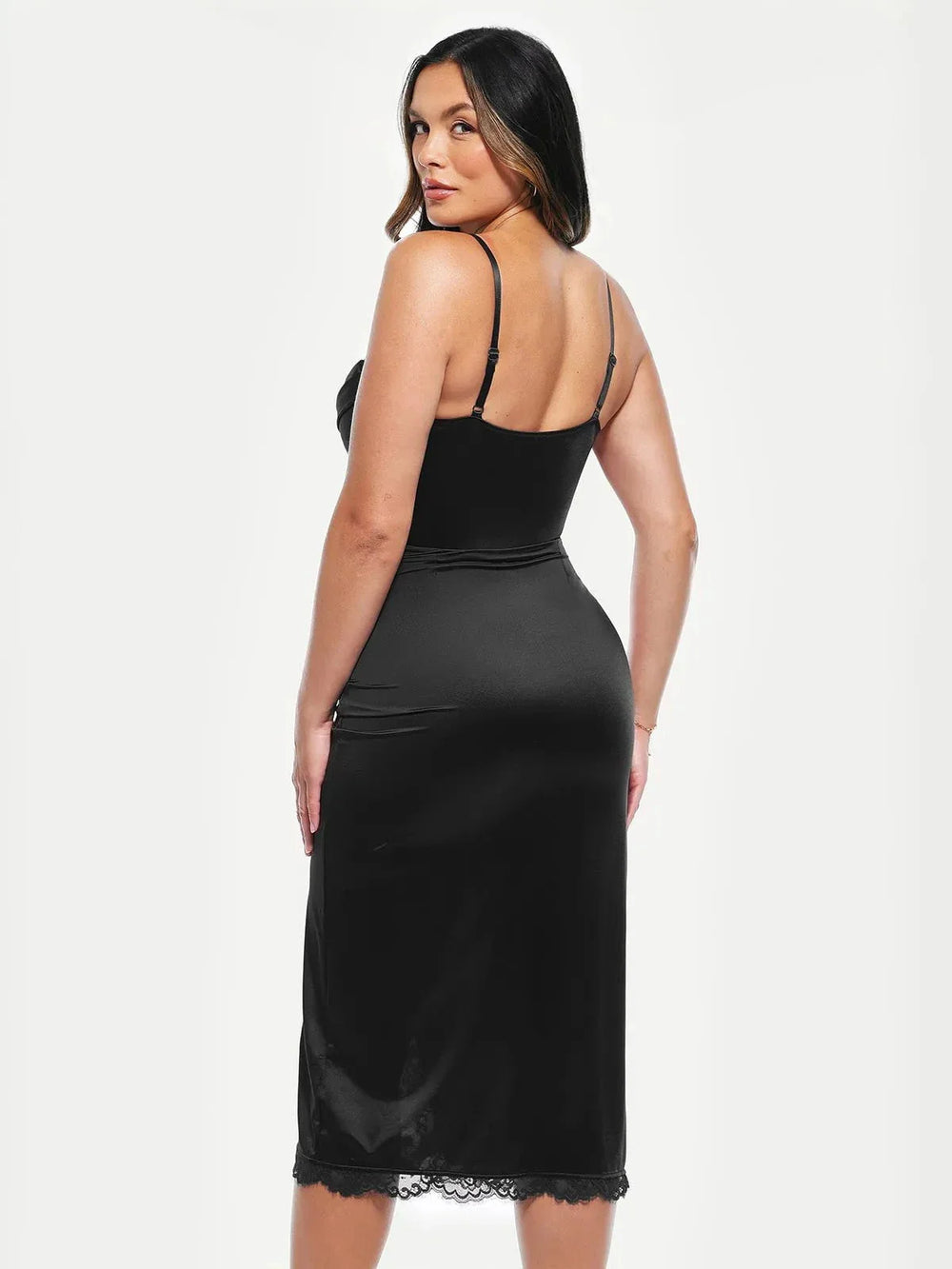 Lace Trim Sculpting Midi Dress