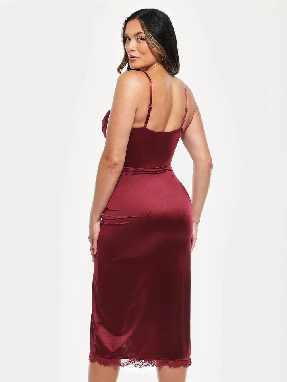 Lace Trim Sculpting Midi Dress