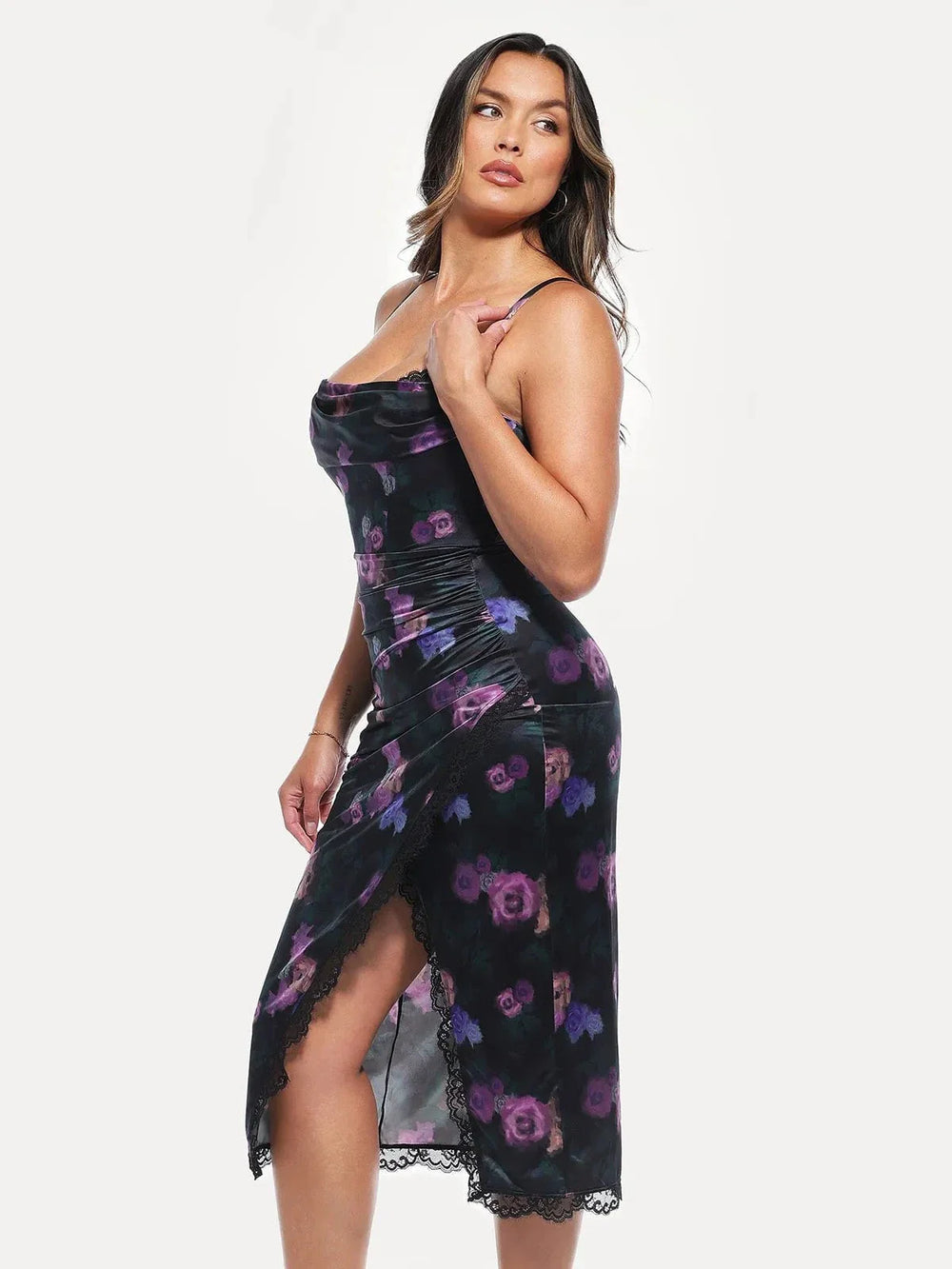 Lace Trim Sculpting Midi Dress