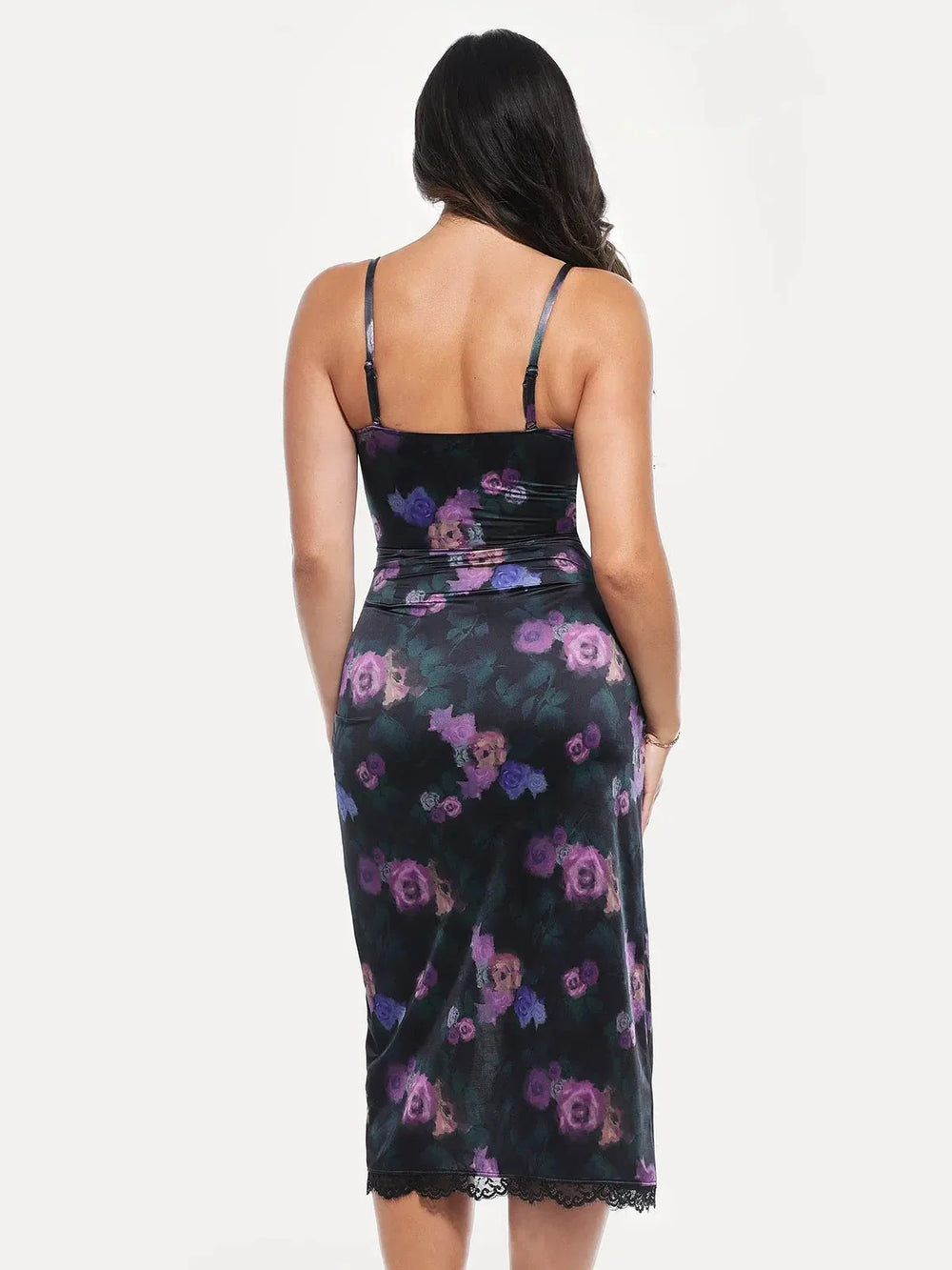 Lace Trim Sculpting Midi Dress
