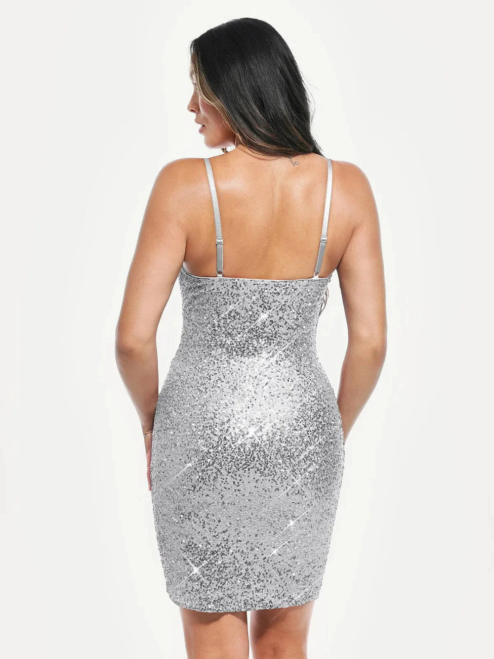 Cowl Neck Sequin Mini Dress