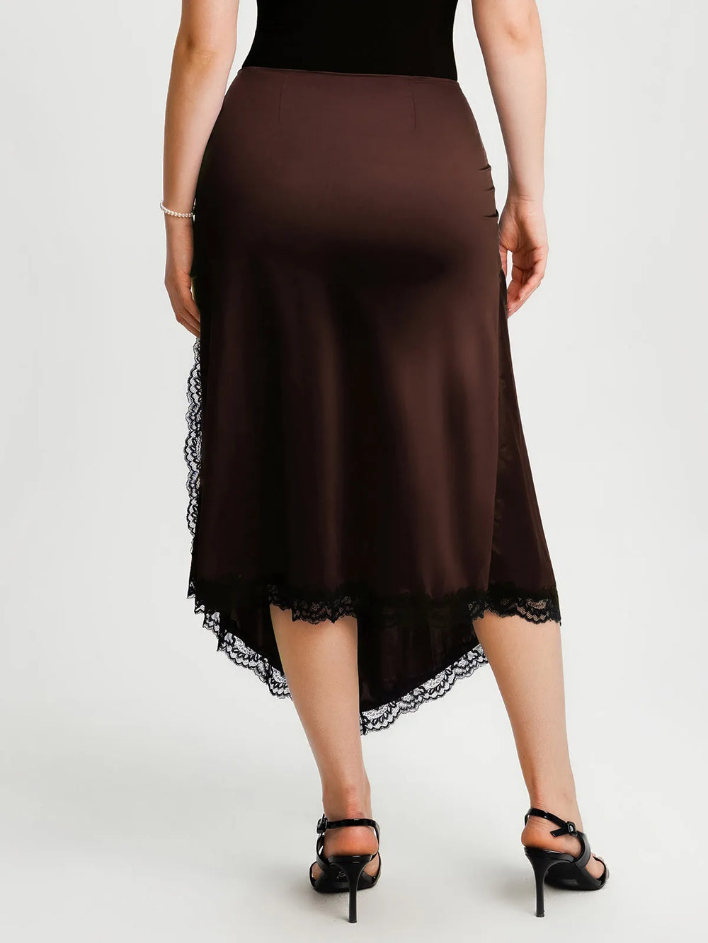 Ruched Lace Midi Skirt