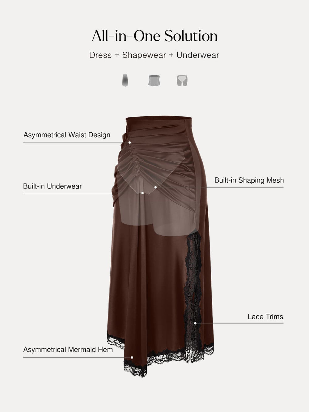 Ruched Lace Midi Skirt