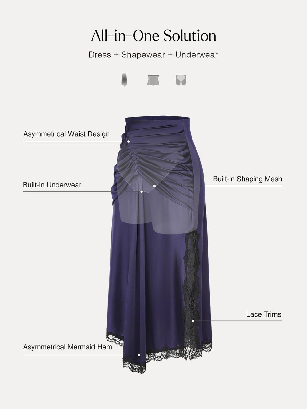 Ruched Lace Midi Skirt