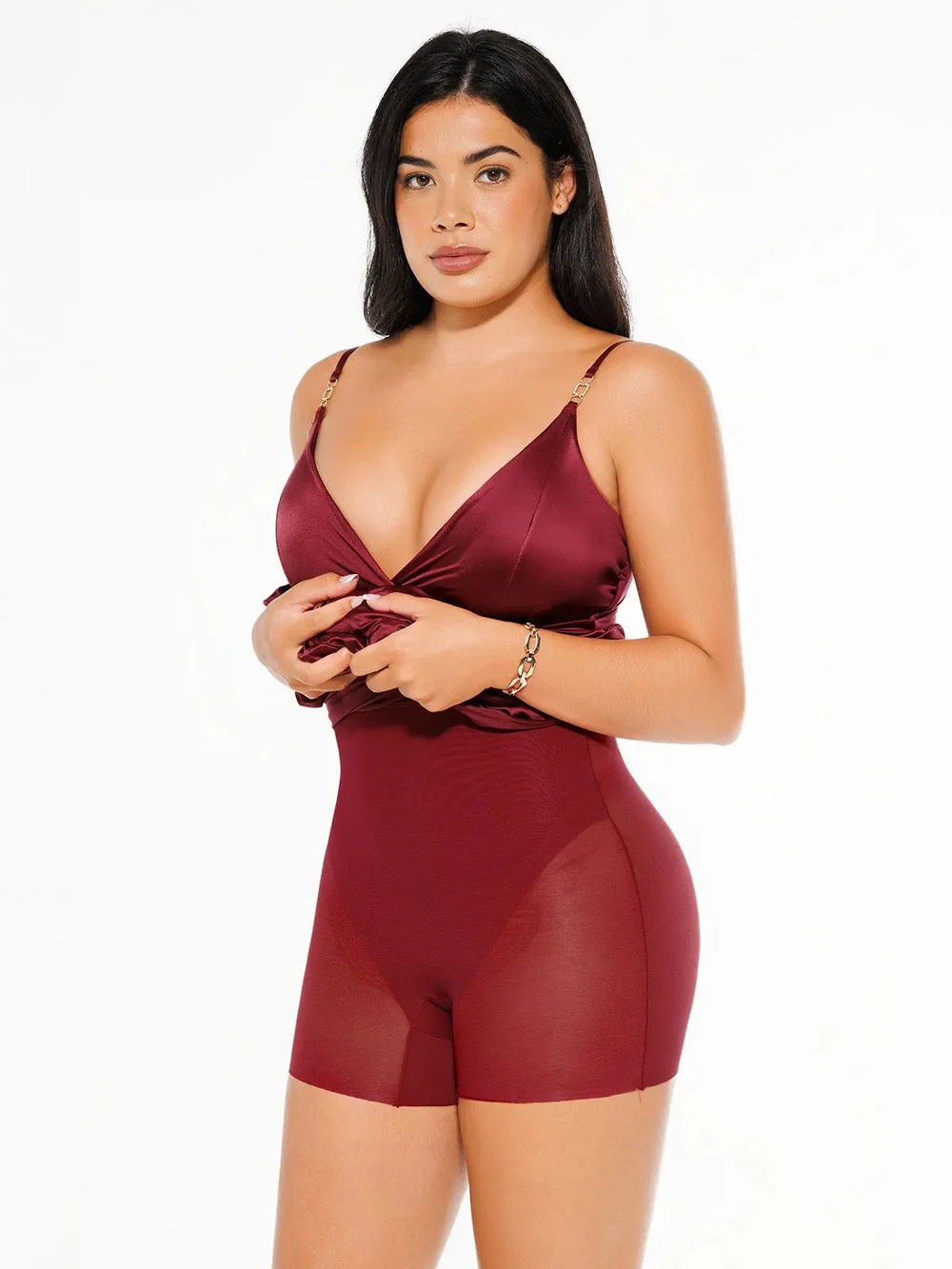 Satin Deep-V Maxi Dress