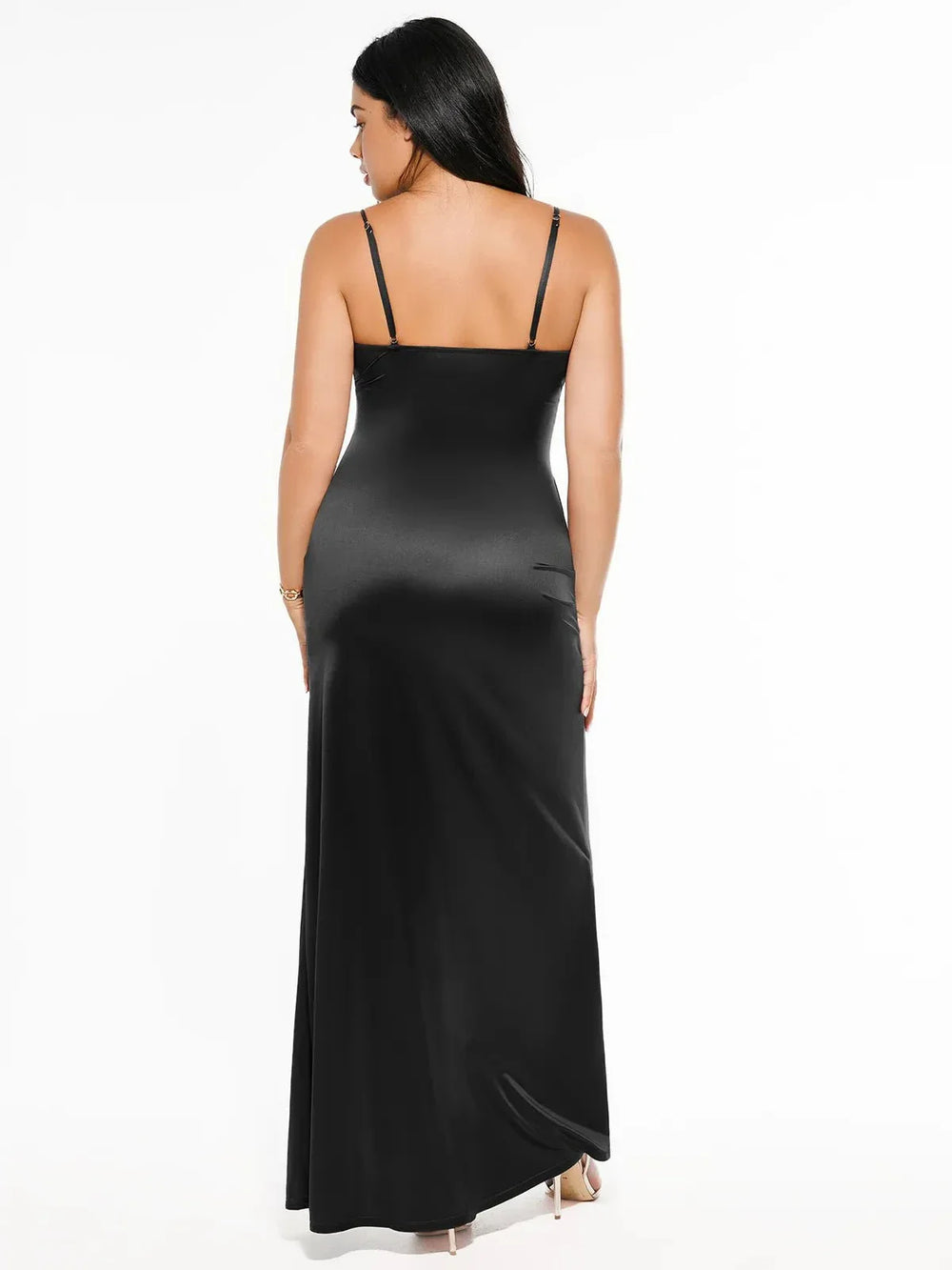 Satin Deep-V Maxi Dress