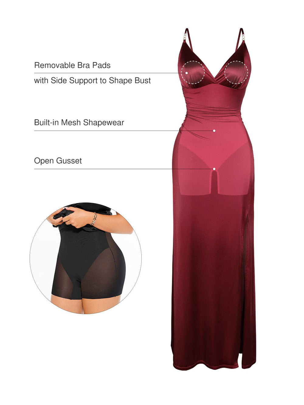 Satin Deep-V Maxi Dress