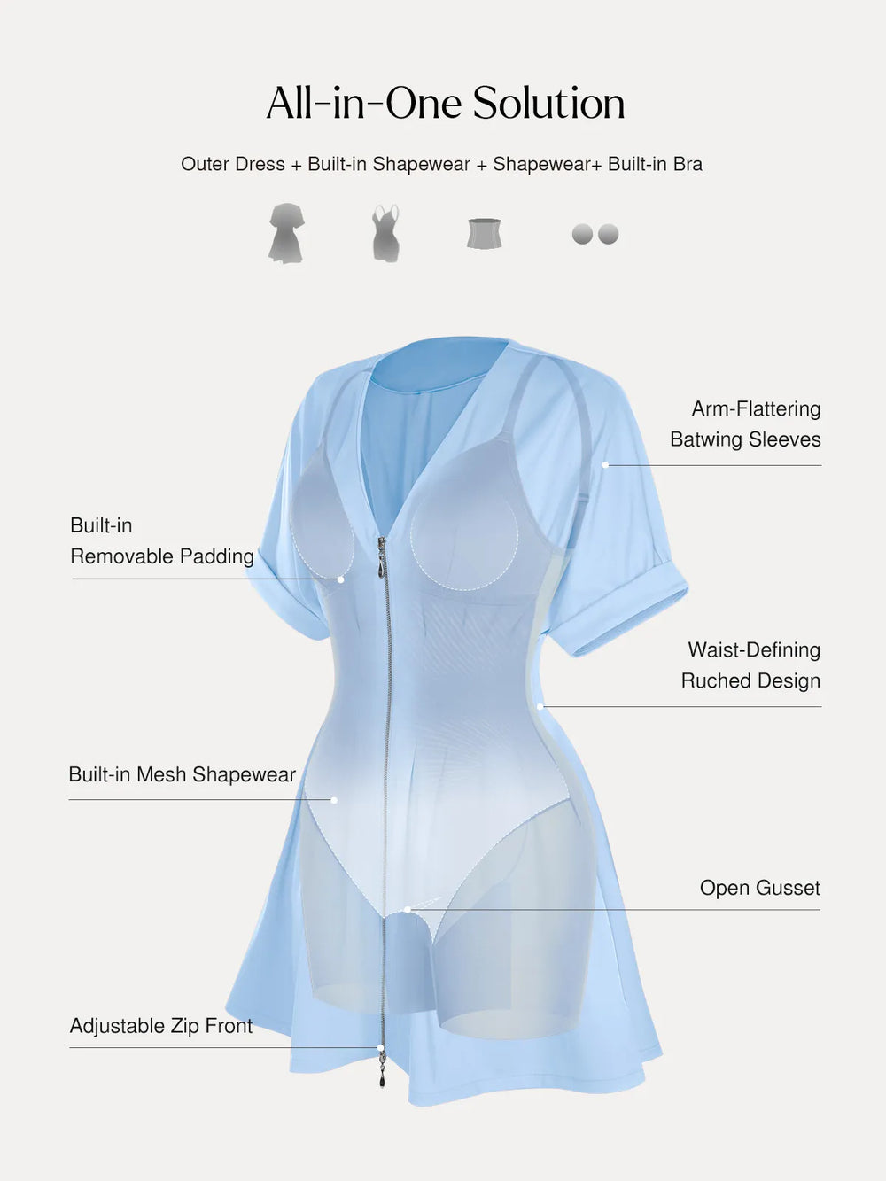 Deep V Sculpt Mini Dress