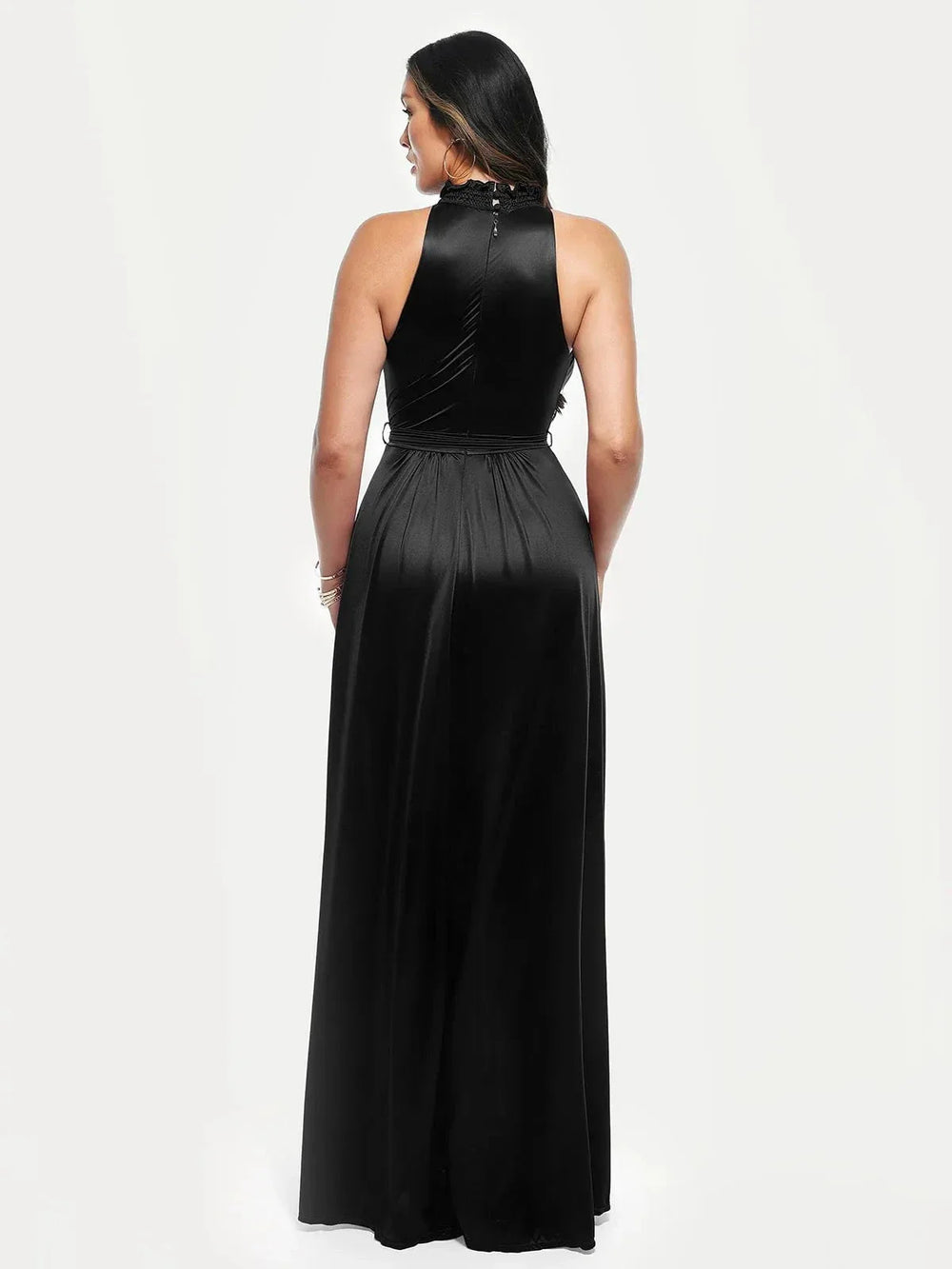 Draped High Neck Maxi Dress