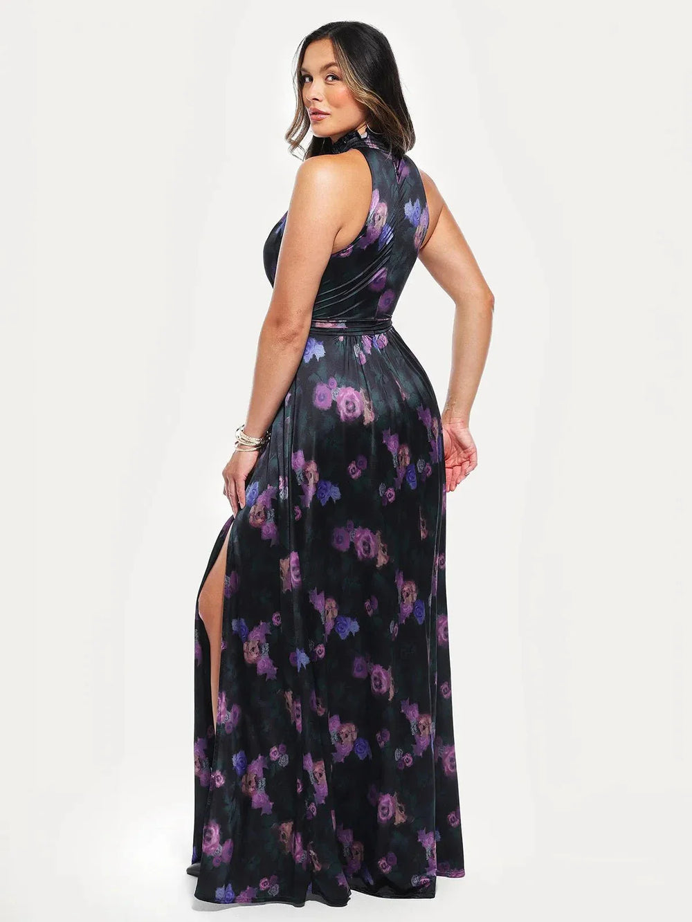 Draped High Neck Maxi Dress