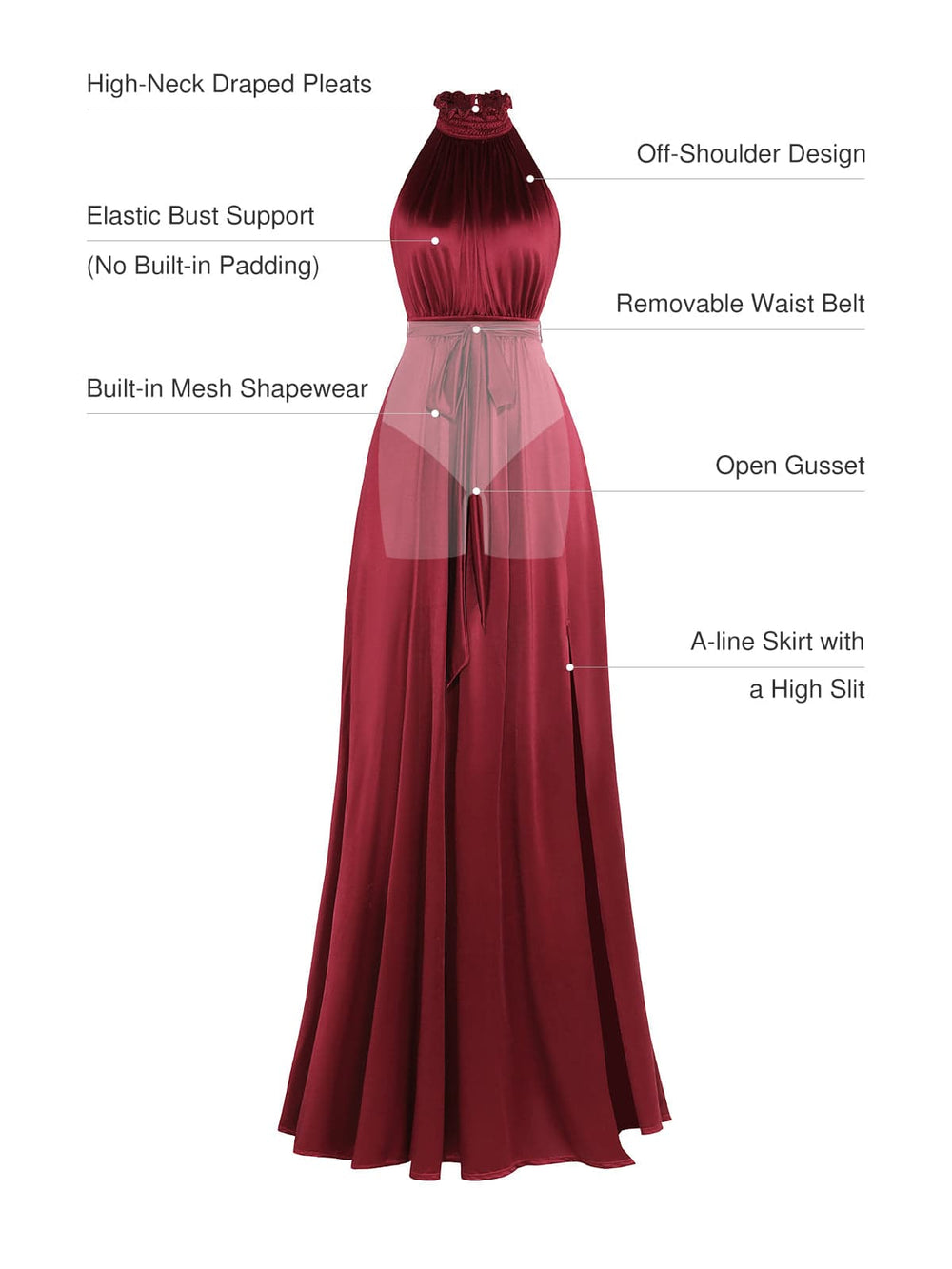 Draped High Neck Maxi Dress