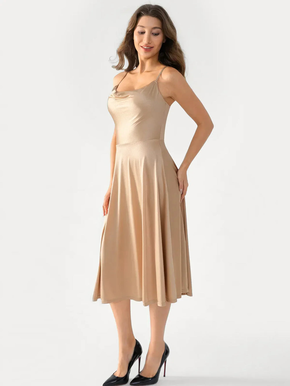 Cowl Neck Fit & Flare Dress