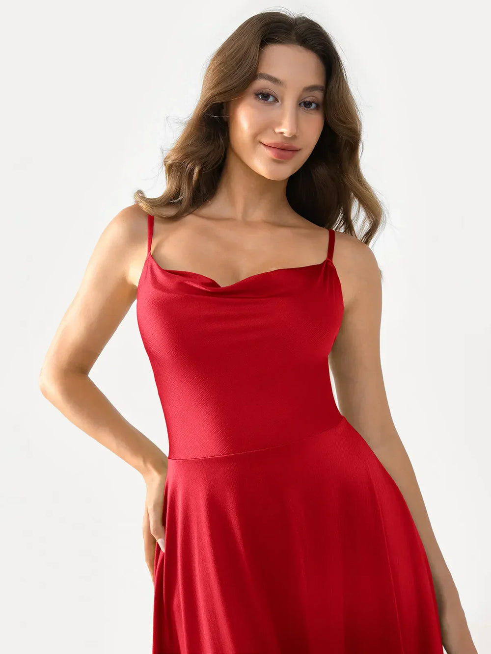 Cowl Neck Fit & Flare Dress
