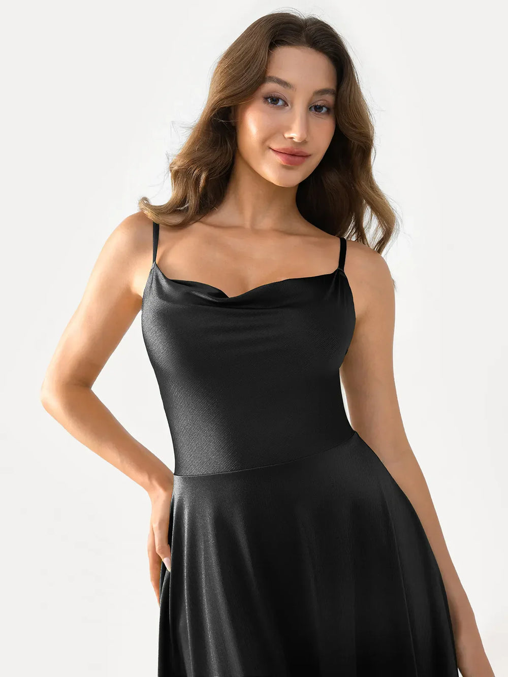Cowl Neck Fit & Flare Dress