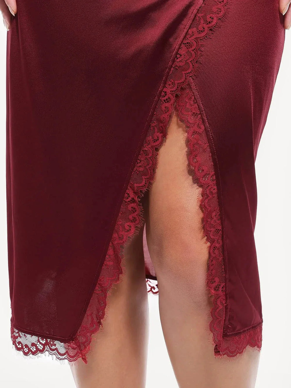 Lace Trim Sculpting Midi Dress