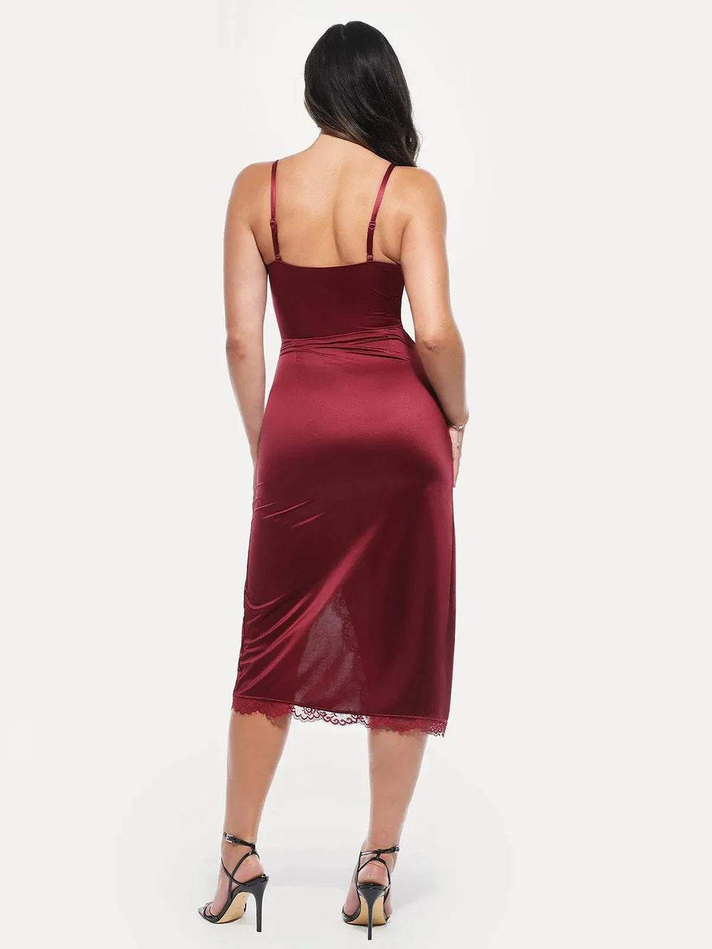 Lace Trim Sculpting Midi Dress
