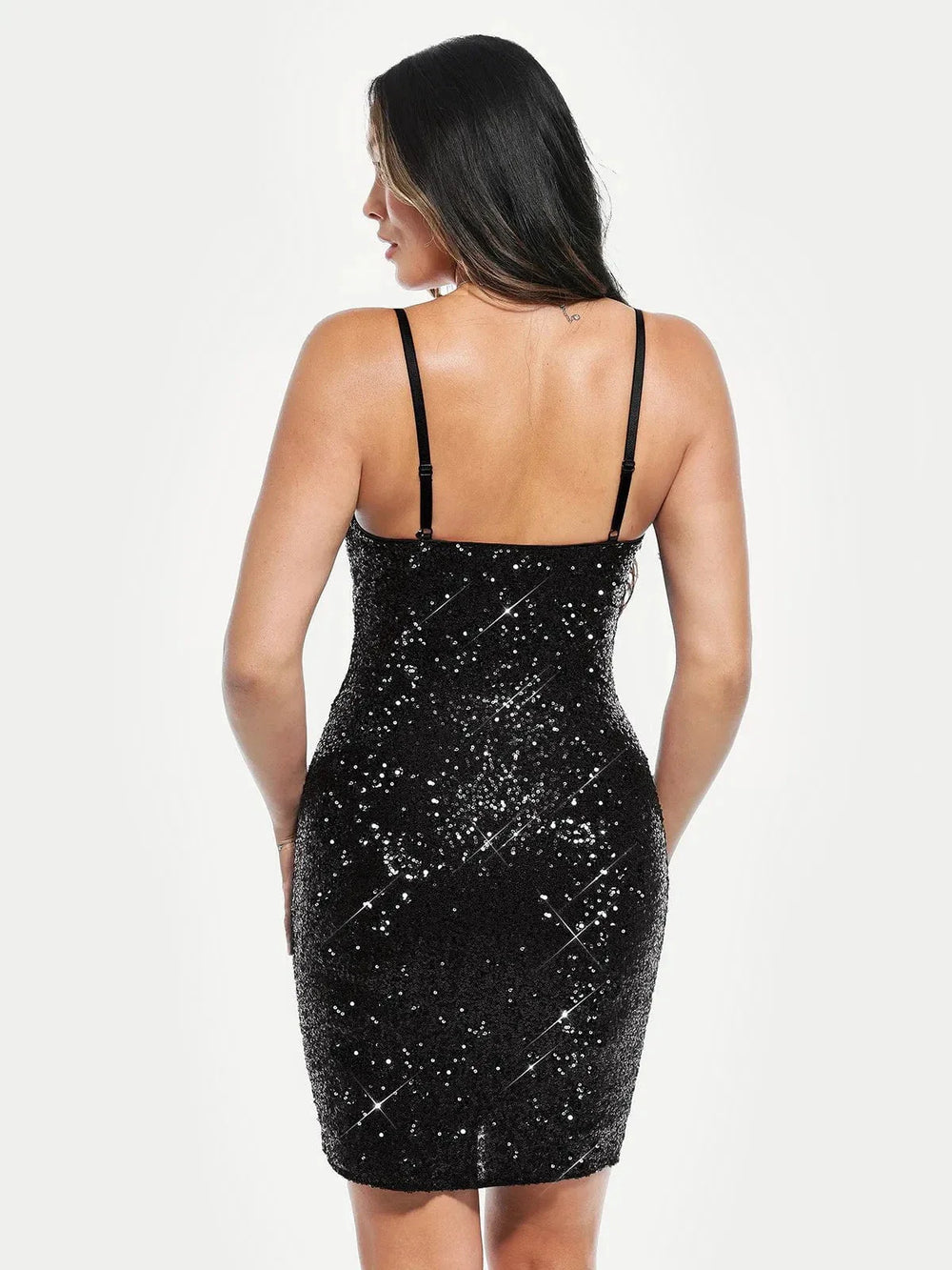 Cowl Neck Sequin Mini Dress