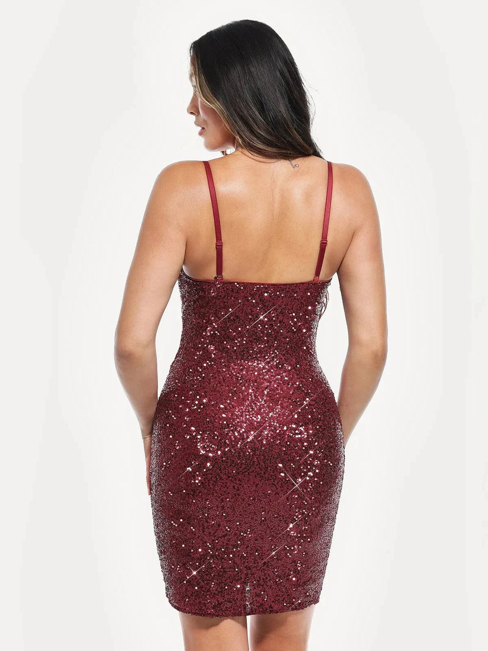 Cowl Neck Sequin Mini Dress