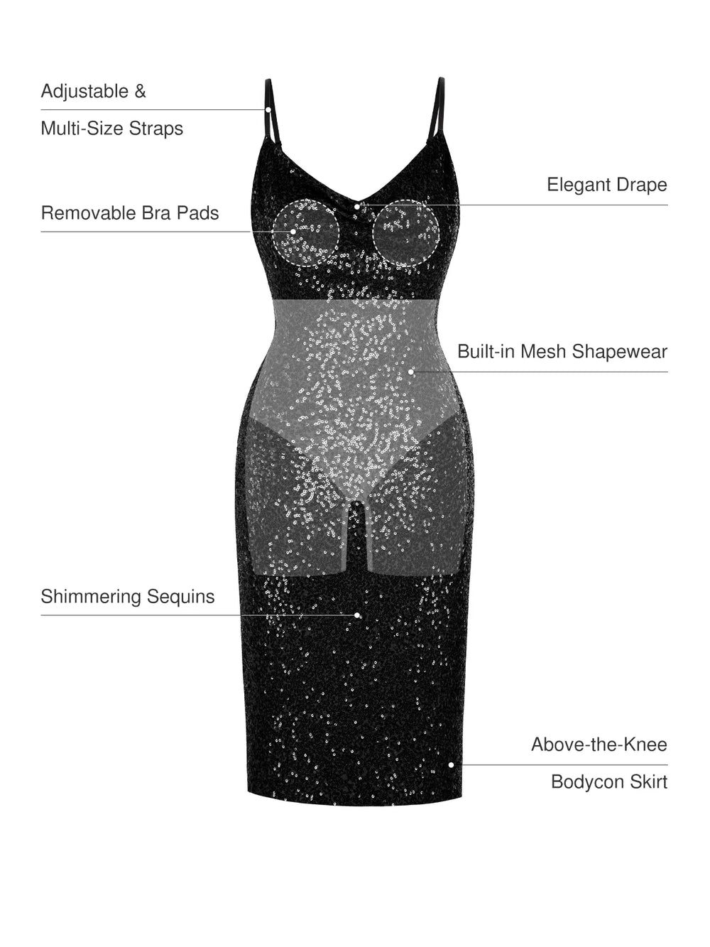 Cowl Neck Sequin Mini Dress