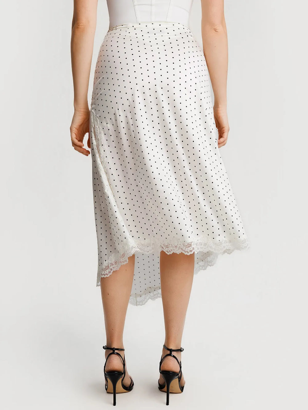 Ruched Lace Midi Skirt