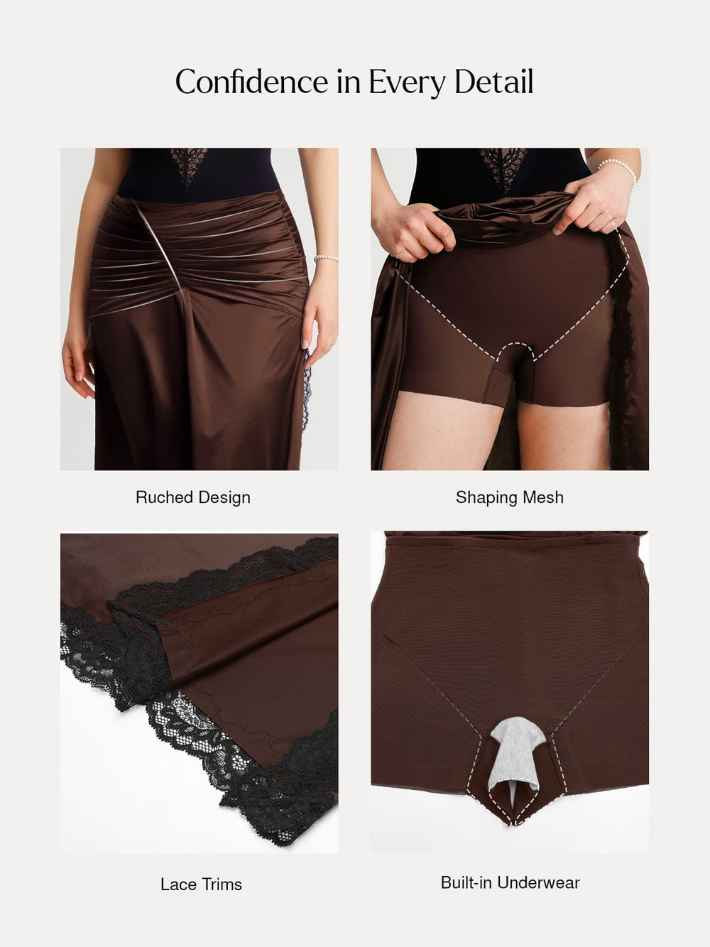 Ruched Lace Midi Skirt