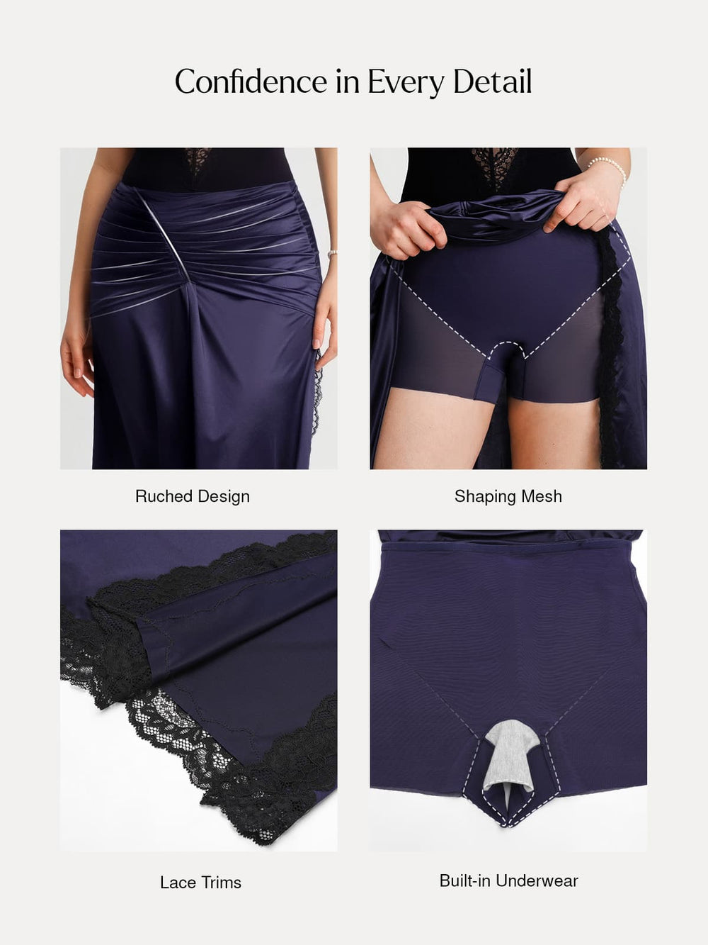 Ruched Lace Midi Skirt