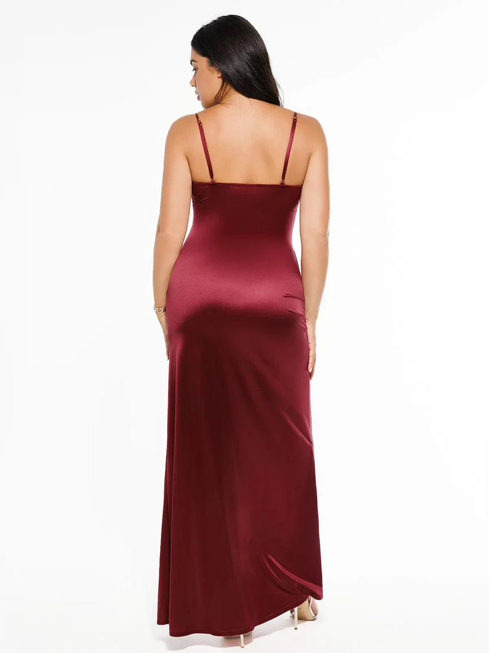 Satin Deep-V Maxi Dress