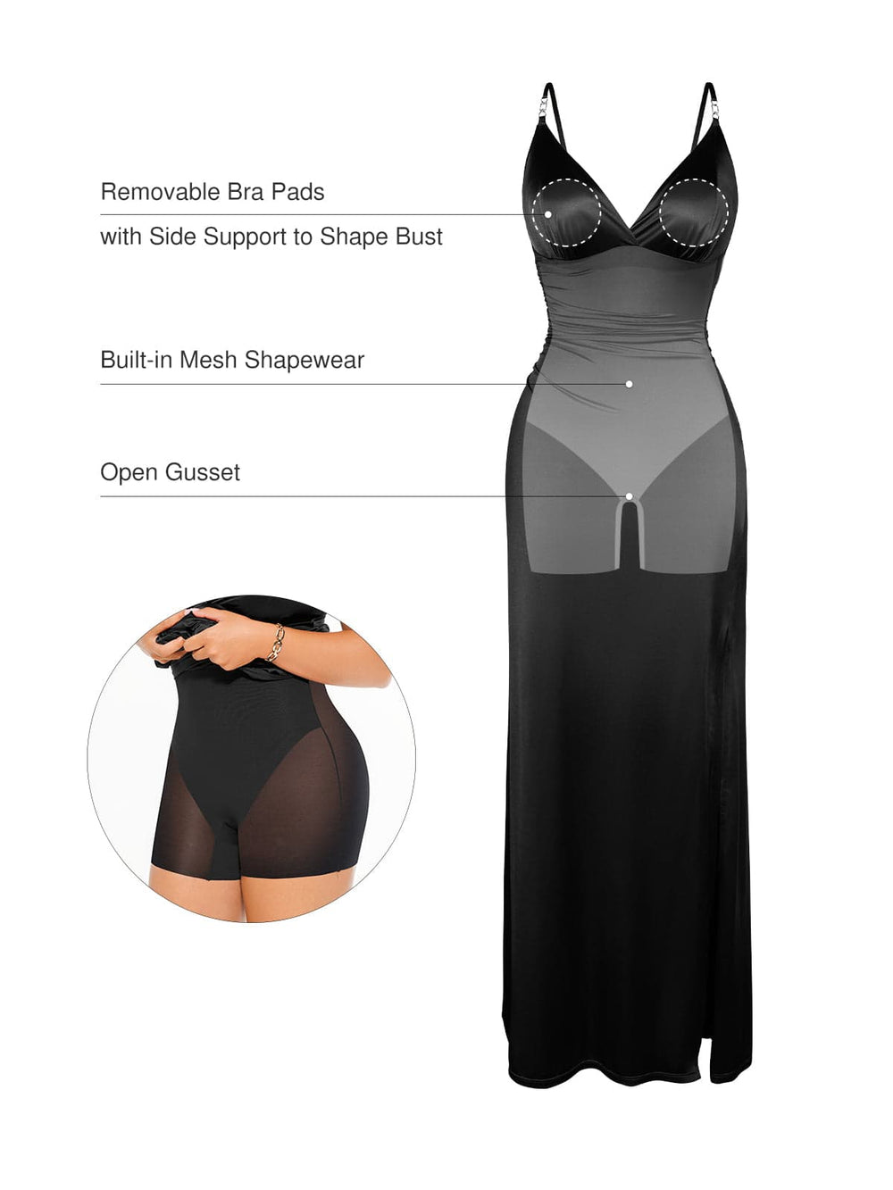 Satin Deep-V Maxi Dress