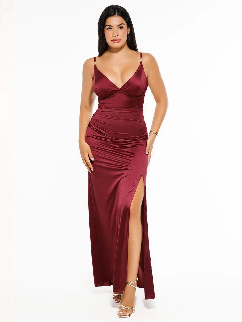 Satin Deep-V Maxi Dress